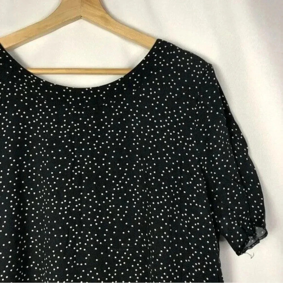 Madewell Black Zip Back Short Sleeve White Scatter Polka Dot Mini Dress 12 - Picture 6 of 6